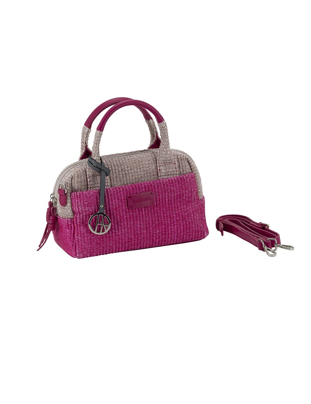 Bolso Asa Corta Cacharel Rosa y Beige Bolso Asa Corta Cacharel Rosa y Beige